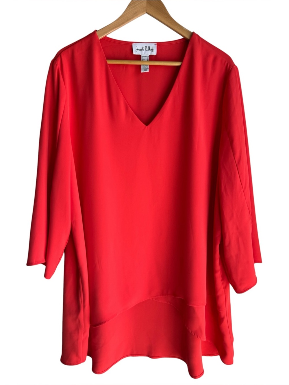 Joseph Ribkoff High Low Tunic Top Sz 20 Orange Longline V-Neck 3/4 Sleeve Bold
